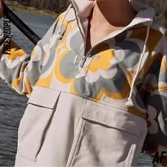 FREE PEOPLE MOVEMENT DAYBREAK SWEAT JACKET NEW SMALL STONE MANGO PULLOVER - Picture 3 of 8